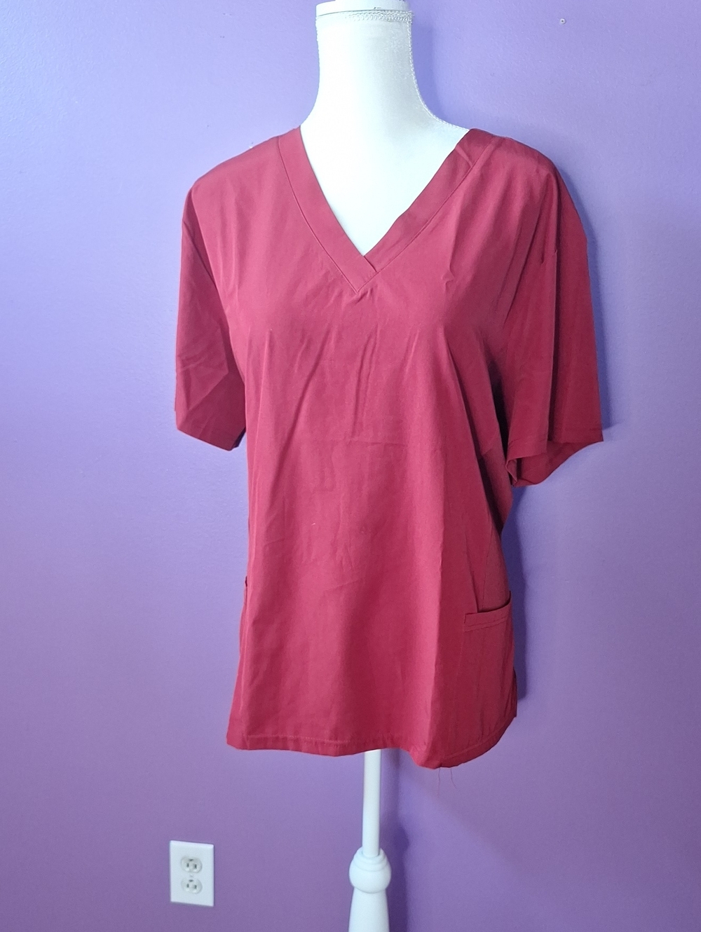 Dark Red V-Neck Short Sleeve Scrub Top GT Performance 2X
